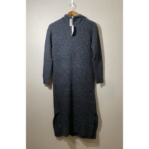 Haven Well Within Organic Cotton Hooded Lounge Dress Womens SMALL Gray Knit Midi
